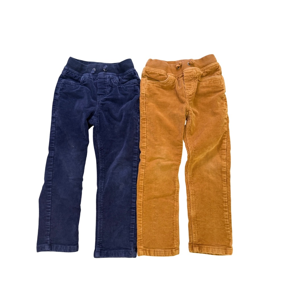 Hanna Andersson Boys Corduroy Pants Lot of 2 Navy Blue Brown US 5 110cm Pull On